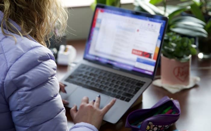 Person working on a laptop