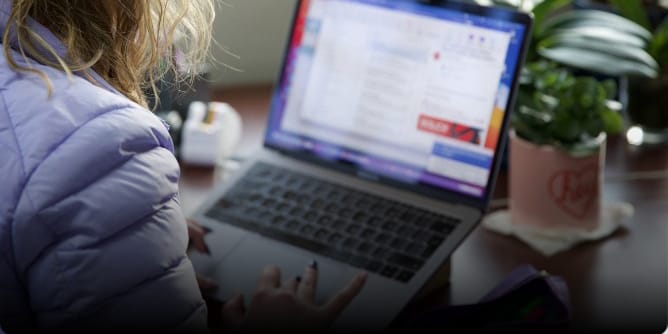 Person working on a laptop