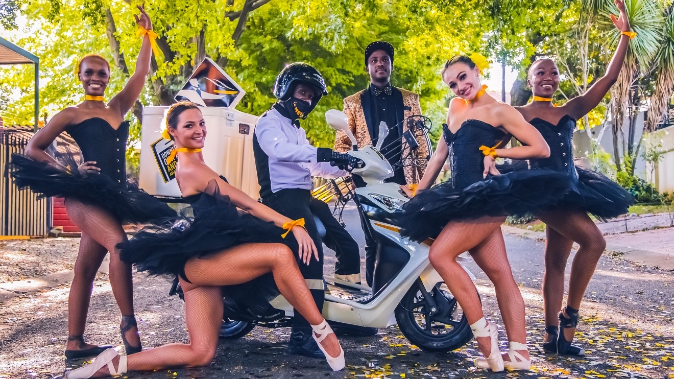 Debonairs Pizza delivery scooter with custom branding